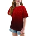 thumbnail image 3 of DecSea Girls Short Sleeve T shirt Kids Summer Oversized Gradient Crew Neck Tops Casual Basic Tee 5-14Years, 3 of 8