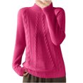 thumbnail image 2 of cfhntfmh Sweaters for Women Mock Neck Long Sleeve Solid Sweater Tops Fall Fashion 2024 Cable Knit Pullover Sweaters, 2 of 2