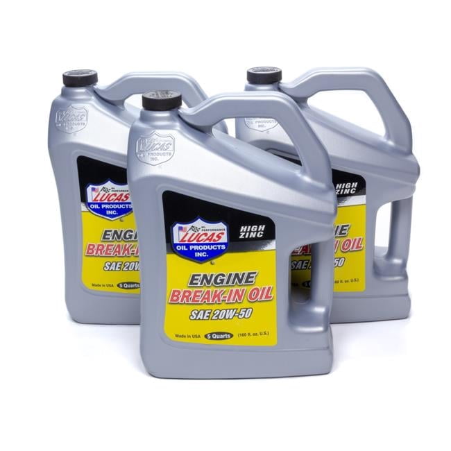 Lucas Oil 10636 SAE 20W-50 Break-In Motor Oil Case - 3 x 5 qt. Bottle