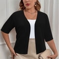 thumbnail image 2 of Women's Plus Size Cropped Cardigan Shrugs Short Sleeve Button Down Ribbed Knit Sweater Summer Kimono, 2 of 6