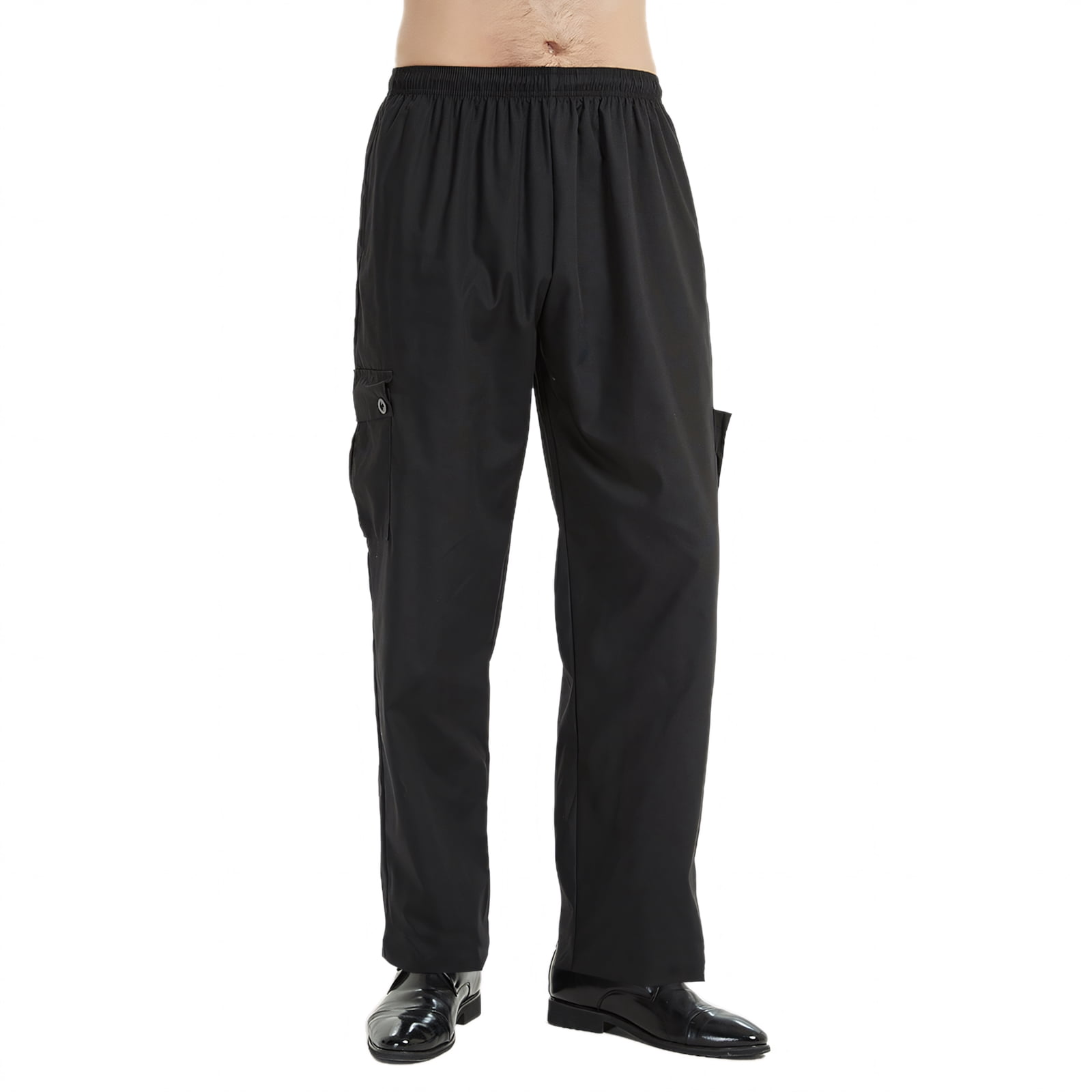 TOPTIE Pantalon de Chef de Cuisine Style Cargo Noir pour Homme, Idéal en Hiver