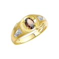 thumbnail image 3 of RYLOS Men's Rings 14K Yellow Gold Rings Classic Designer Style 7X5MM Oval Gemstone & Diamond Ring Smoky Quartz June Birthstone Rings For Men Size 13, 3 of 7