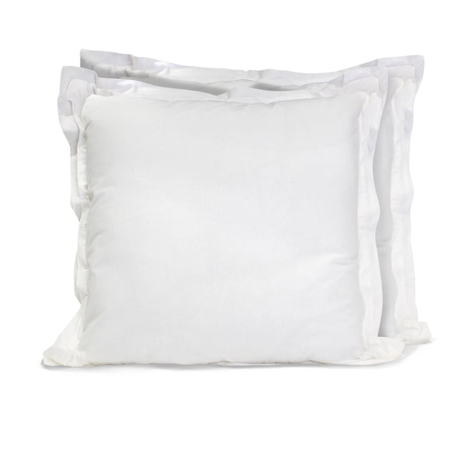 Hometrends Lot de 2 Oreillers Euro Comprenant Deux Oreillers Carrés Blancs de 26 par 26 Pouces avec un Bord de Rebord de 2 Pouces, Fabriqués en 100 % Coton avec Rembourrage en polyester, Conçus pour une Utilisation Décorative sur les Lits Ou les sofas et Souvent Utilisés comme Coussins de Soutien Dorsal.
