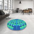 thumbnail image 4 of Ahgly Company Tapis d'Intérieur Lavable en Machine Carré Bleu Transitionnel, 5 Pieds Carré, 4 of 7