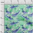 thumbnail image 2 of oneOone Polyester Lycra Green Fabric Whale Craft Projects Decor Fabric Printed By The Yard 56 Inch Wide, 2 of 5