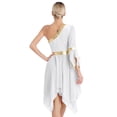 thumbnail image 2 of RUNQHUI Robe de Danse Métallique pour Femmes, une Épaule, Manches Évasées, Tenue de Danse Liturgique, Tunique de Danse de Culte, Blanc P, 2 of 6