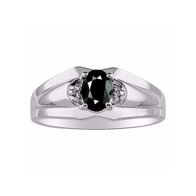 RYLOS Mens Rings Sterling Silver Classic Design 7X5MM Oval Gemstone & Diamond Onyx October Birthstone Ring Size 12