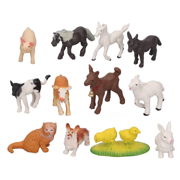 Simulation Farm Animals Educational Toys, Farm Animals Toys Statues Plastic 12Pcs Lifelike Shape For Collectors For Children