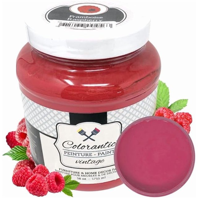 COLORANTIC | Raspberry Chalk Paint | A high pigmented red pink | DIY Furniture Makeover & Home Decor | Matte Finish | 58 oz