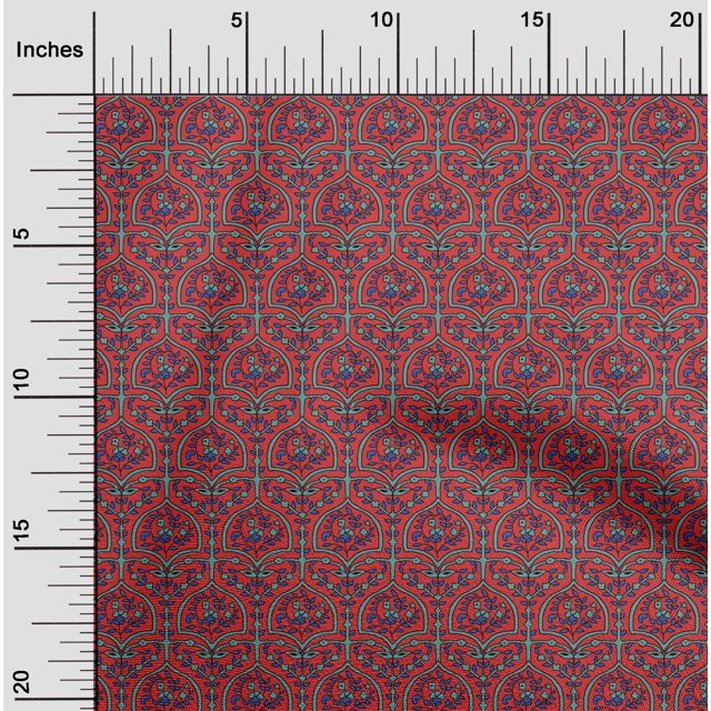 oneOone Georgette Viscose Fabric Leaves & Floral Block Printed Craft Fabric BTY 42 Inch Wide