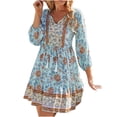 thumbnail image 1 of Robe d'Invitée de Mariage Mode Femme Bohème Col en V Ample Manches 3/4 Imprimée Robe Courte Longueur Mini Robe à Pois Robe à Bretelles Robe Mini Robe Maxi Robe Sans Bretelles, 1 of 7