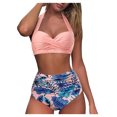 thumbnail image 2 of Aligament Swimsuit Bikini Sets For Womens High Breast Contrast Gradient Split Bikini Set One Piece, 2 of 7