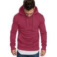 thumbnail image 1 of Yeahdor Men's Basic Long Sleeve Drawstring Hoodie Sweatshirt Casual Solid Color Pullover Tops Burgundy M, 1 of 3