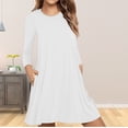thumbnail image 3 of zanvin Hauts pour Femmes, Mode pour Dames Décontractée à Manches Longues, Robe T-shirt Ample Unie avec Poches, Chemise, 3 of 5