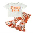thumbnail image 1 of Little Girls Short Sleeve Tops Sunflower Flared Bell-Bottom Pants Outfits Set, 1 of 6