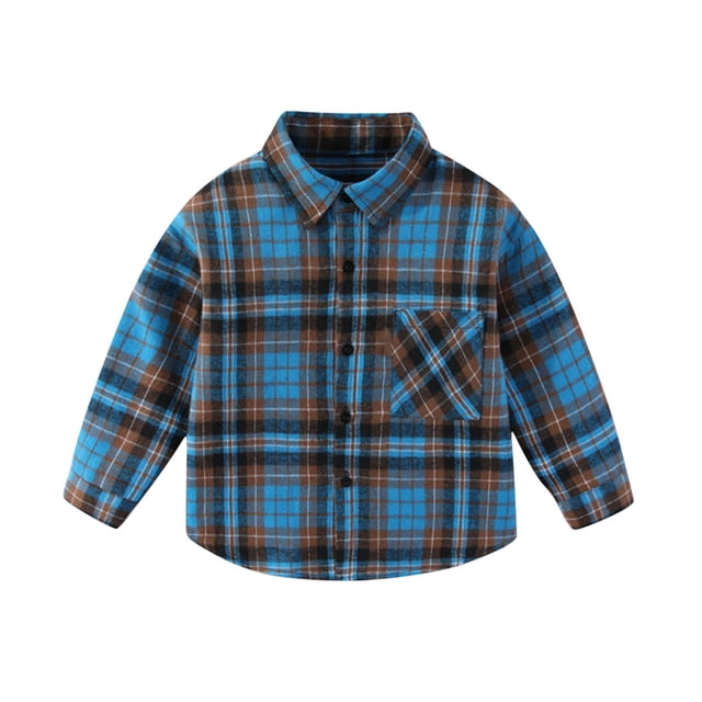 Boys Plaid Button Down Shirts Long Sleeve Cotton Spring Fall Shirt Casual Tops