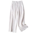 thumbnail image 1 of Timegard Womens Cotton Linen Pants Elastic Waisted Ruched Wide Leg 7/8 Pants Lounge Trousers with Pockets, 1 of 3