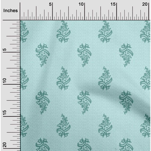 oneOone Georgette Viscose Fabric Leaves & Floral Block Printed Craft Fabric BTY 42 Inch Wide