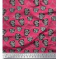 thumbnail image 1 of Soimoi Pink Poly Georgette Fabric Life Begins After Coffee Text Printed Fabric 1 Yard 42 Inch Wide, 1 of 5
