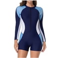 thumbnail image 2 of VgaVtl Rash Guard Wetsuit for Women Athletic Womens One Piece Swimsuits Zipper White Color Block Surf Suit, 2 of 9