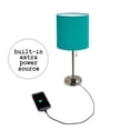 thumbnail image 2 of LimeLights Brushed Steel Stick Lamp with Charging Outlet and Fabric Shade 2 Pack Set, 2 of 7