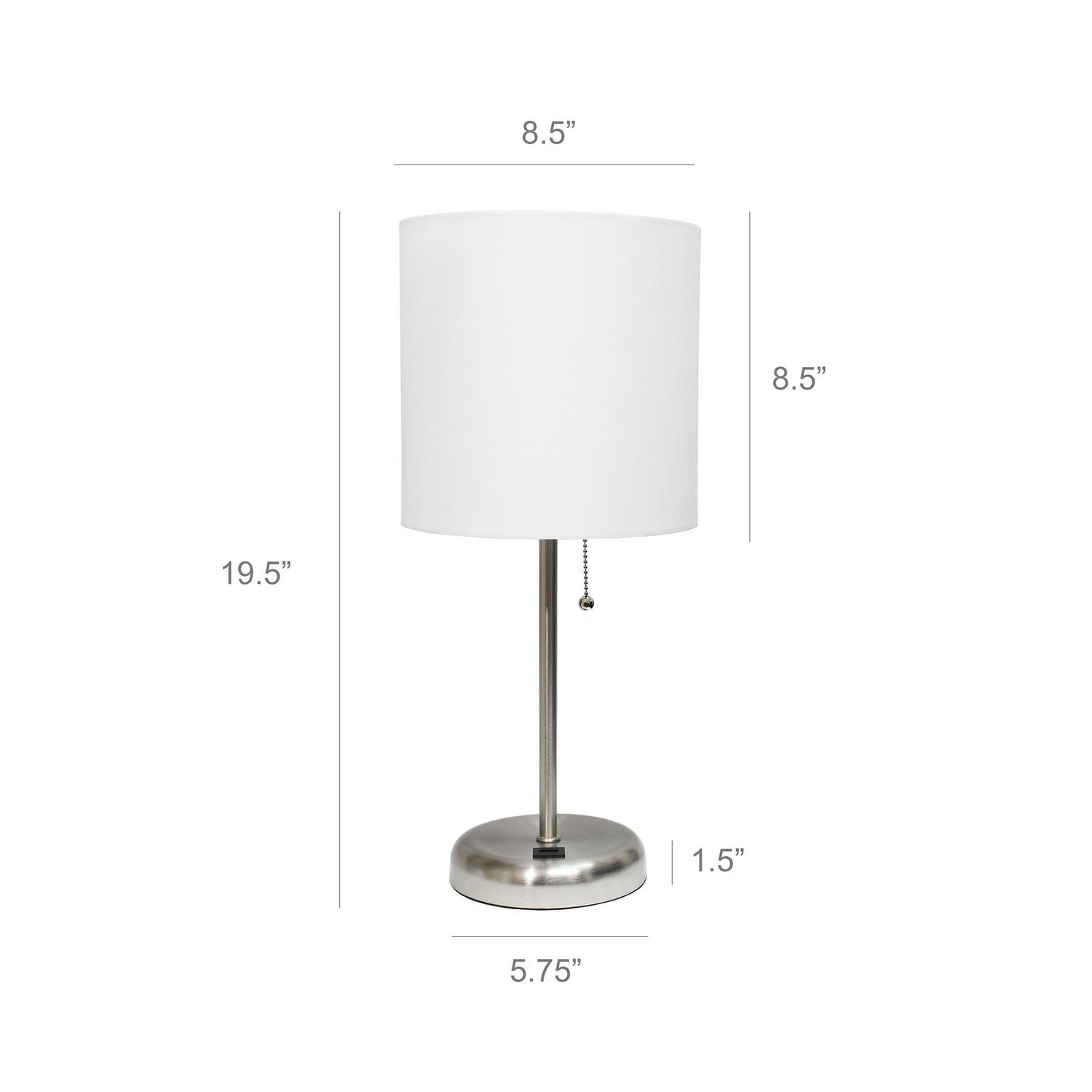 LimeLights Stick Lamp with USB charging port and Fabric Shade 2 Pack Set