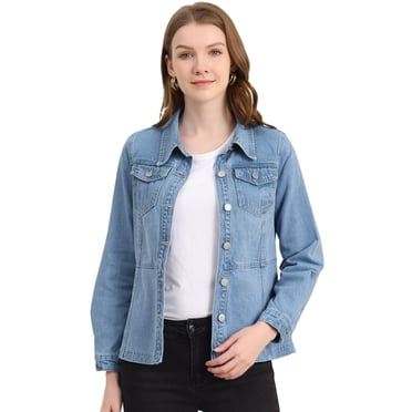 INSPIRE CHIC Vestes en Jean pour Femmes à Boutons Manches Longues Veste en Denim Délavé