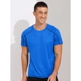 thumbnail image 3 of Raenseen Men's Rash Guard Swim Shirts Short Sleeve UPF 50+ Swimming Top Gym Workout Muscle Tee Tops Lake Blue M, 3 of 6