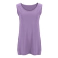 thumbnail image 4 of Débardeurs d'Été pour Femmes Grande Taille Confort Sans Manches Hauts Basiques Col Rond Tuniques Athlétiques Amples Décontractés sous-Maillots Violet, 2TG, 4 of 6