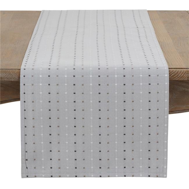 Saro Lifestyle Chemin de Table Carré à Lignes Cousues 108 Pieds' Gris