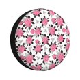 thumbnail image 1 of Kdxio Housse de Pneu à Imprimé de Fleurs Roses, Housse de Roue en Cuir Imperméable, Housse de Pneu de Rechange pour Campeur Compatible avec Jeep Wrangler VR VUS Camion Remorque de Voyage - 15 Pouces, 1 of 6