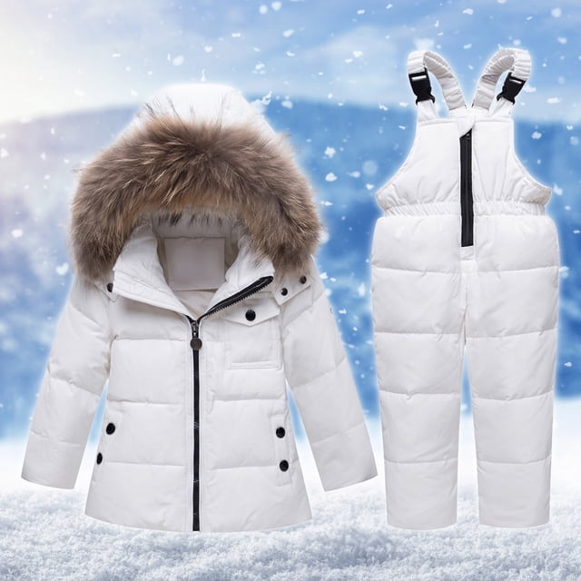 LSLJS Boys Girls Fashion Solid Color Down Jackets Keep Thickening Warm Outdoor Coat Jumpsuit Set