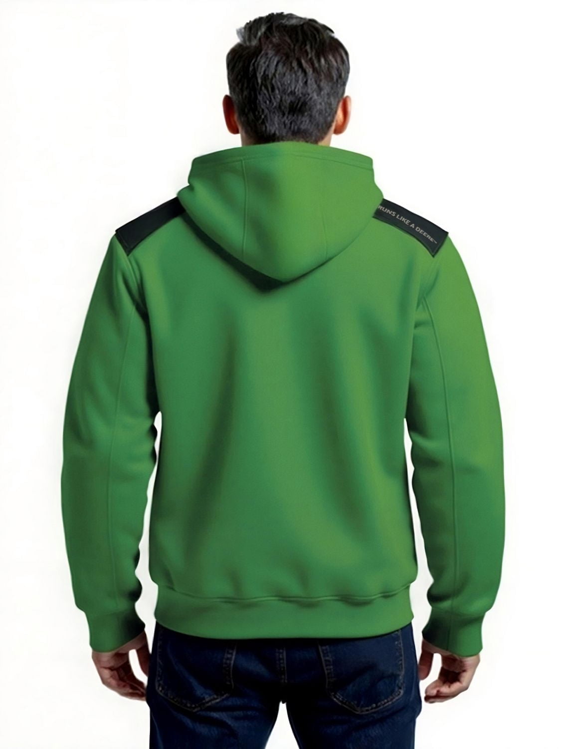 John Deere Men’s Reinforced Pull Over Fleece Hoodie with Nylon Trim, S-XL