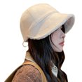 thumbnail image 2 of Fuzzy Bucket Hats,Woman Winter Bucket Hat Woman Fisherman Hat Winter Outdoor Hat Exquisite Design, 2 of 5