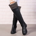 thumbnail image 2 of Dakaela Women's Knee High Boots Comfort Buckle Riding Combat Boot Round Toe Long Tall Fall Winter Shoes, 2 of 5