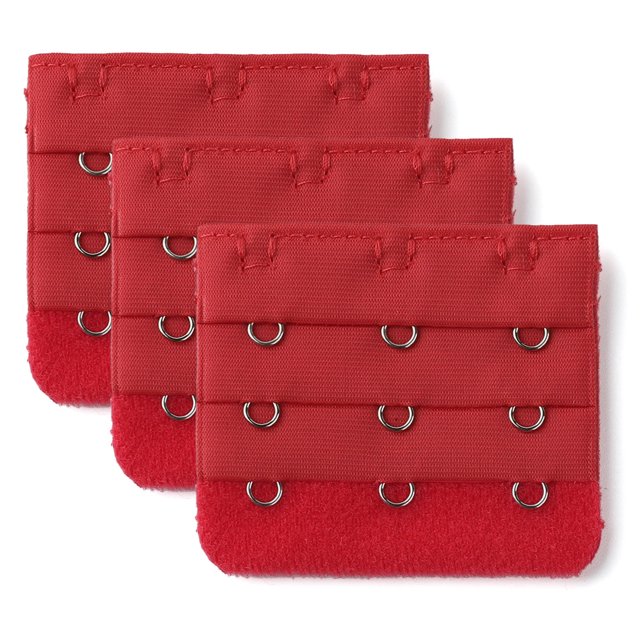 INSPIRE CHIC Rallonges de Soutien-Gorge pour Femmes à 3 Crochets 3 Rangées Bretelle de Soutien-Gorge Extensible Boucle Crochets Bande de Soutien-Gorge Rouge 3