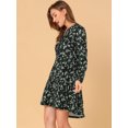 thumbnail image 2 of INSPIRE CHIC Robe Décontractée pour Femme à Fleurs, Col en V, Taille Cintrée, Manches Longues, 2 of 6
