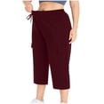thumbnail image 4 of Wlynlyn Plus Size Capri Pants for Women Drawstring High Waisted Sweatpants Straight Leg Summer Cropped Trousers Size 4XL, 4 of 7
