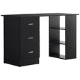 thumbnail image 1 of HOMCOM Computer Desk with 3-Tier Storage Shelves, Home Office Desk, Black, 1 of 10