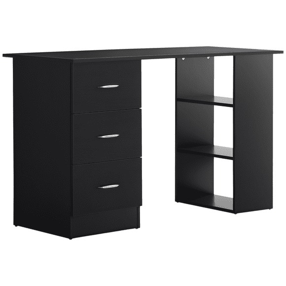HOMCOM Bureau d'Ordinateur avec Étagères de Rangement à 3 Niveaux, Bureau pour Bureau à Domicile, Noir
