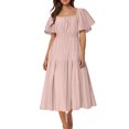 thumbnail image 1 of Économies d'Été Liquidation 2025 Bovxnpu Robe d'Été pour Femmes, Robes Maxi Décontractées Boho Plage, Mode Femmes Robe d'Été Décontractée Col Carré Manches Courtes Robe Unie P, 1 of 4