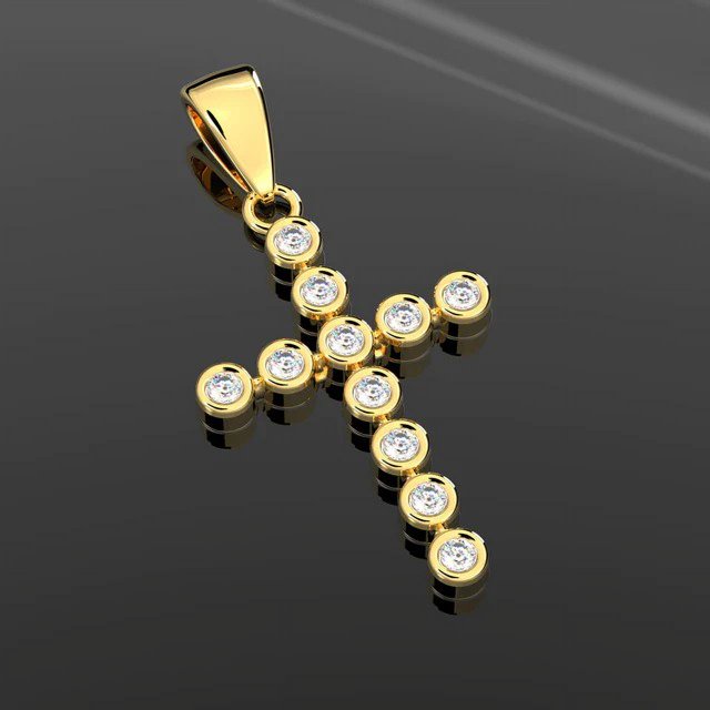 Collier Pendentif Croix Magnifique en Véritable Diamond Taille Ronde 1,00 Ct pour Femmes en Or Jaune Massif 18K avec Chaîne de 18 Pouces