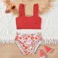 thumbnail image 4 of RXMEKW Two-Piece Swimsuit Set With Floral Print for Girls, Kids' Ruffle Bikini, UPF 50+ Sun Protection, Soft Stretch Fabric for Beach and Pool, 4 of 7