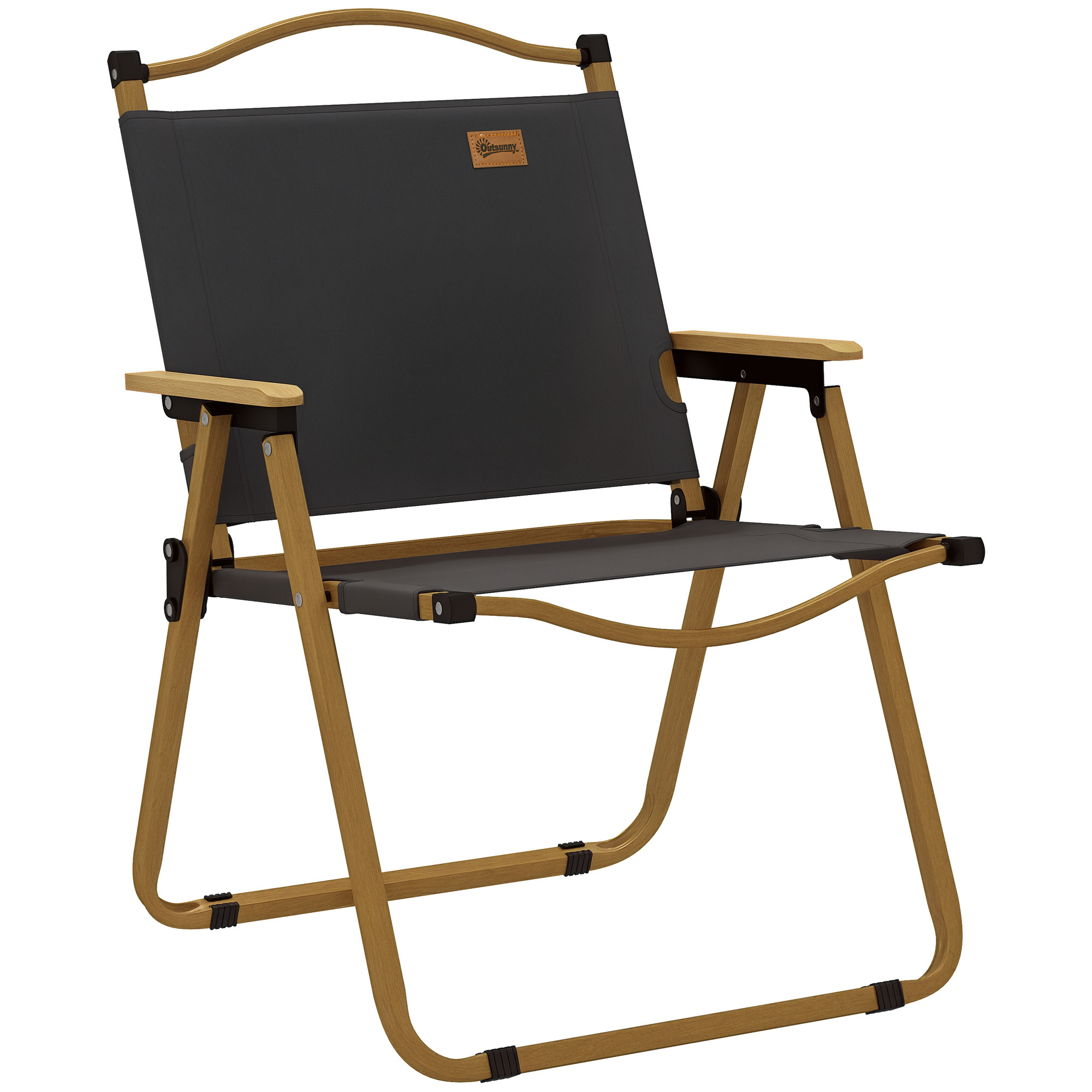 Outsunny Chaise de Camping Pliante, Fauteuil Portable, Gris Foncé