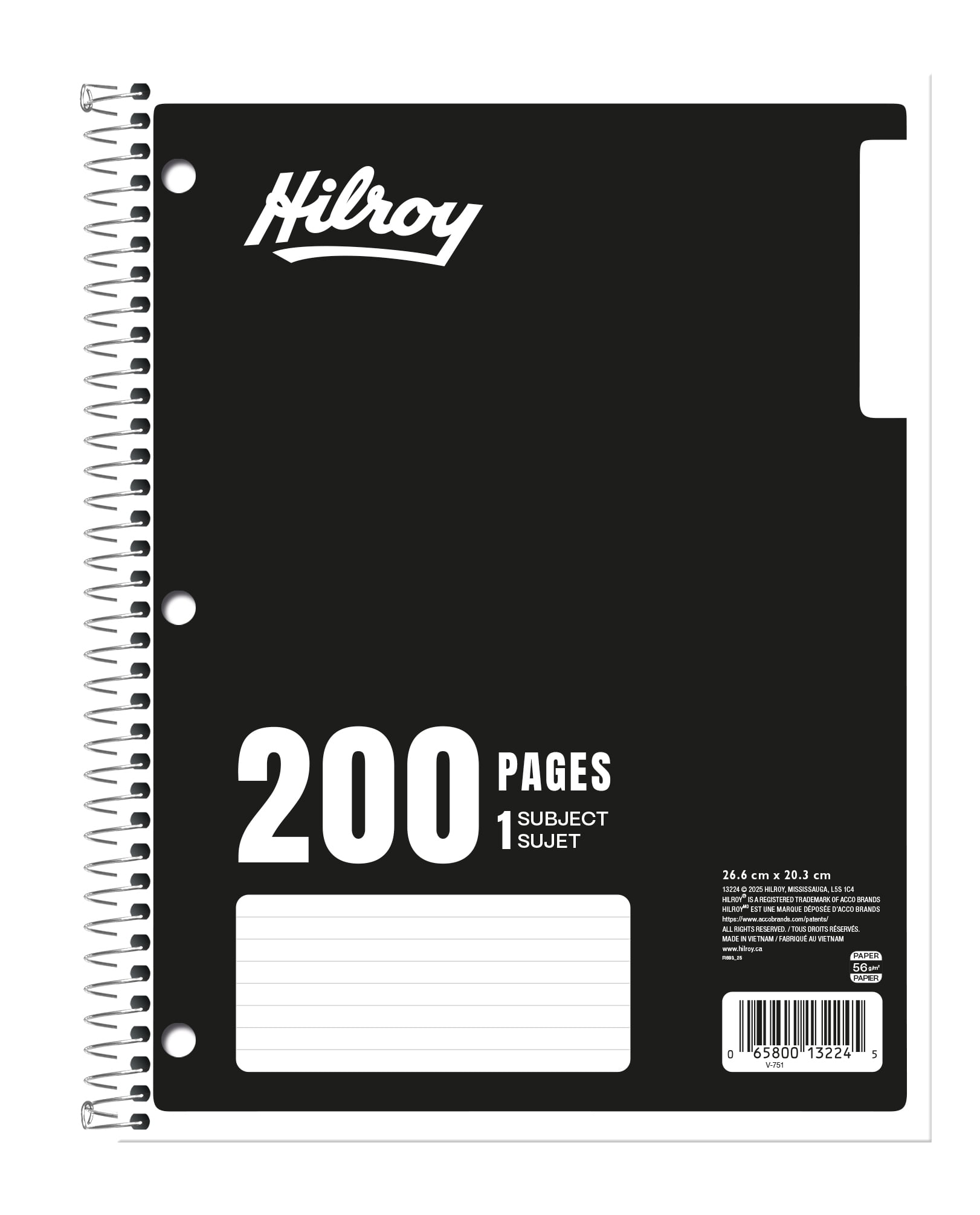 Hilroy® 1 Subject 200pg Notebook, Black