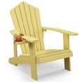 thumbnail image 1 of Gymax Chaise Adirondack d'Extérieur à Lattes Résistante aux Intempéries pour Patio avec Porte-Gobelet Jaune, 1 of 8