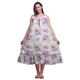 thumbnail image 1 of Bimba Robe de Nuit Mi-Mollet Violette à Feuilles Florales/lilas et Pivoine pour Femmes, Coton Imprimé, Sans Manches, Robe Maxi, Petit, 1 of 6
