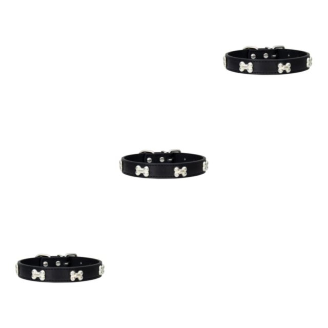 relayinert Adjustable Buckles In Stylish PU And Durable Multiple Sizes Available PU Cat Collar black 2.5*50cm 3Set