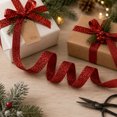 thumbnail image 3 of UNIQUE CREATIV Glitter Cut Ribbon, Red, 25 mm × 4.5 m (1 in × 5 yd), 3 of 4