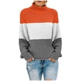 thumbnail image 1 of Chandails à Enfiler pour Femmes Hiver Femmes Tricot Agencement de Couleurs Col Rond Ample Décontracté Hauts de Chandail Femmes Hauts Légers d'Automne P-67 Orange P, 1 of 4